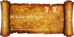 Nikits Mária névjegykártya